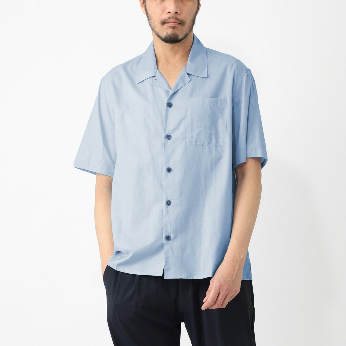 楽天市場】アミ AMI 半袖シャツ 半袖オープンカラーシャツ ブルー