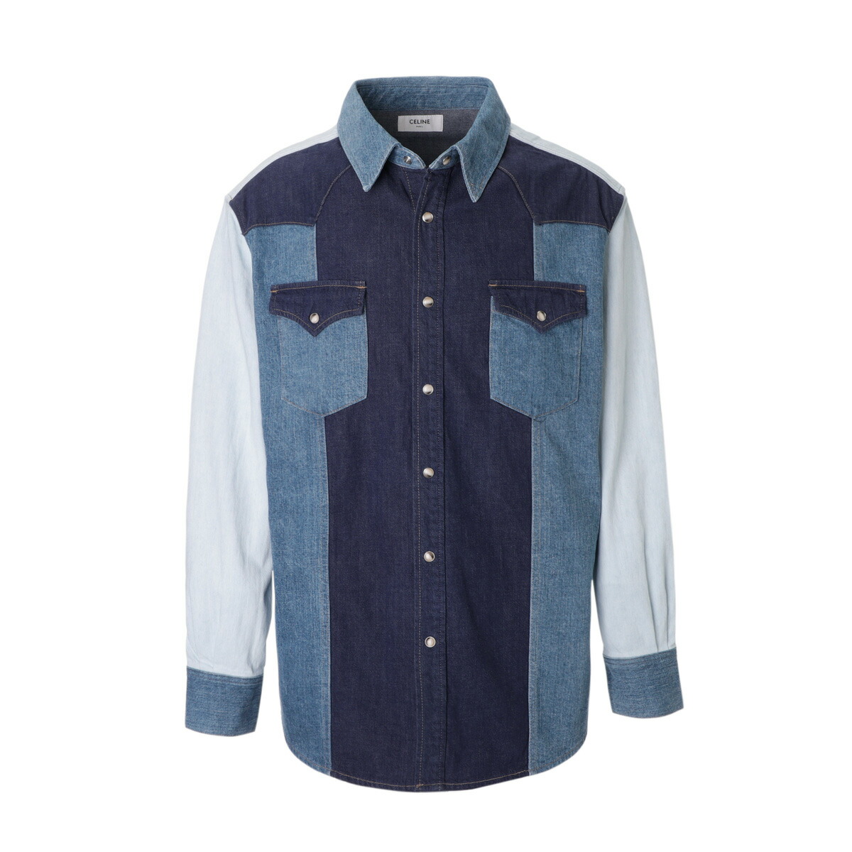 楽天市場】セリーヌ CELINE デニムシャツ ウエスタンシャツ ブルー