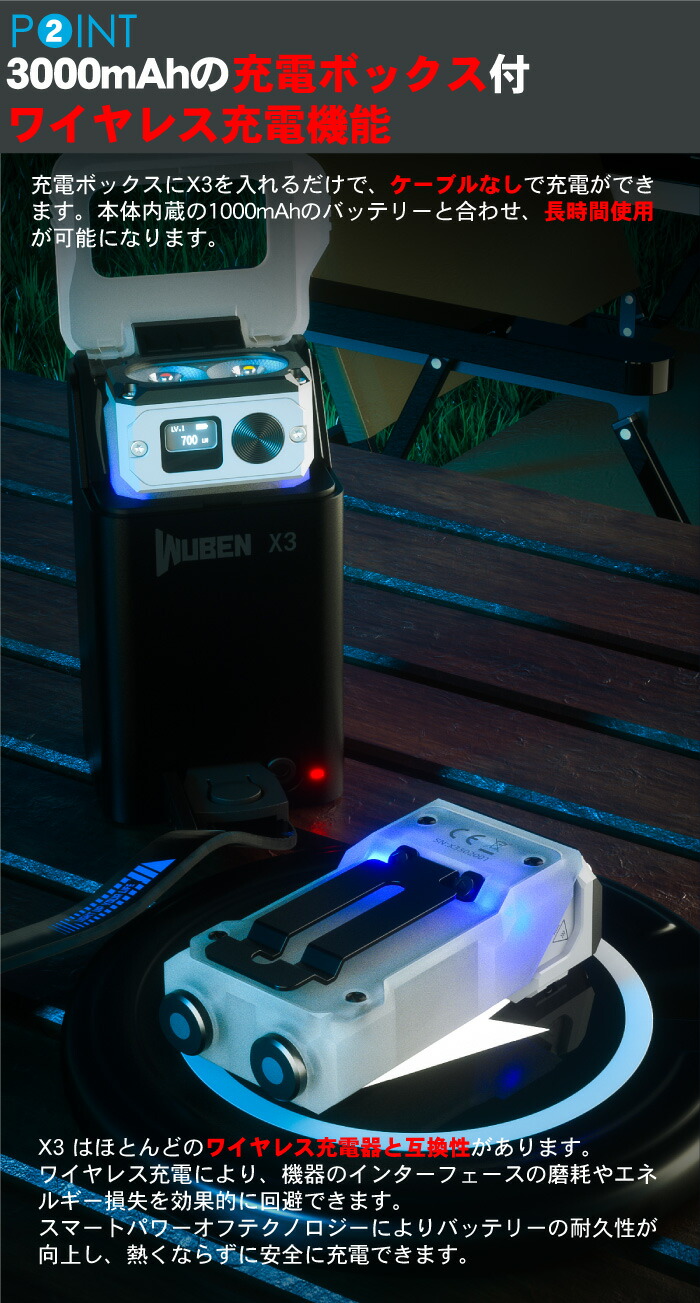 ショールーム展示品美品】WUBEN品番【X3】フラッシュライト充電
