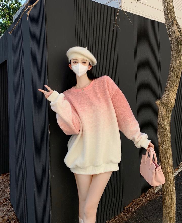 楽天市場】グラデーションボアニットセーター プルオーバー ニット