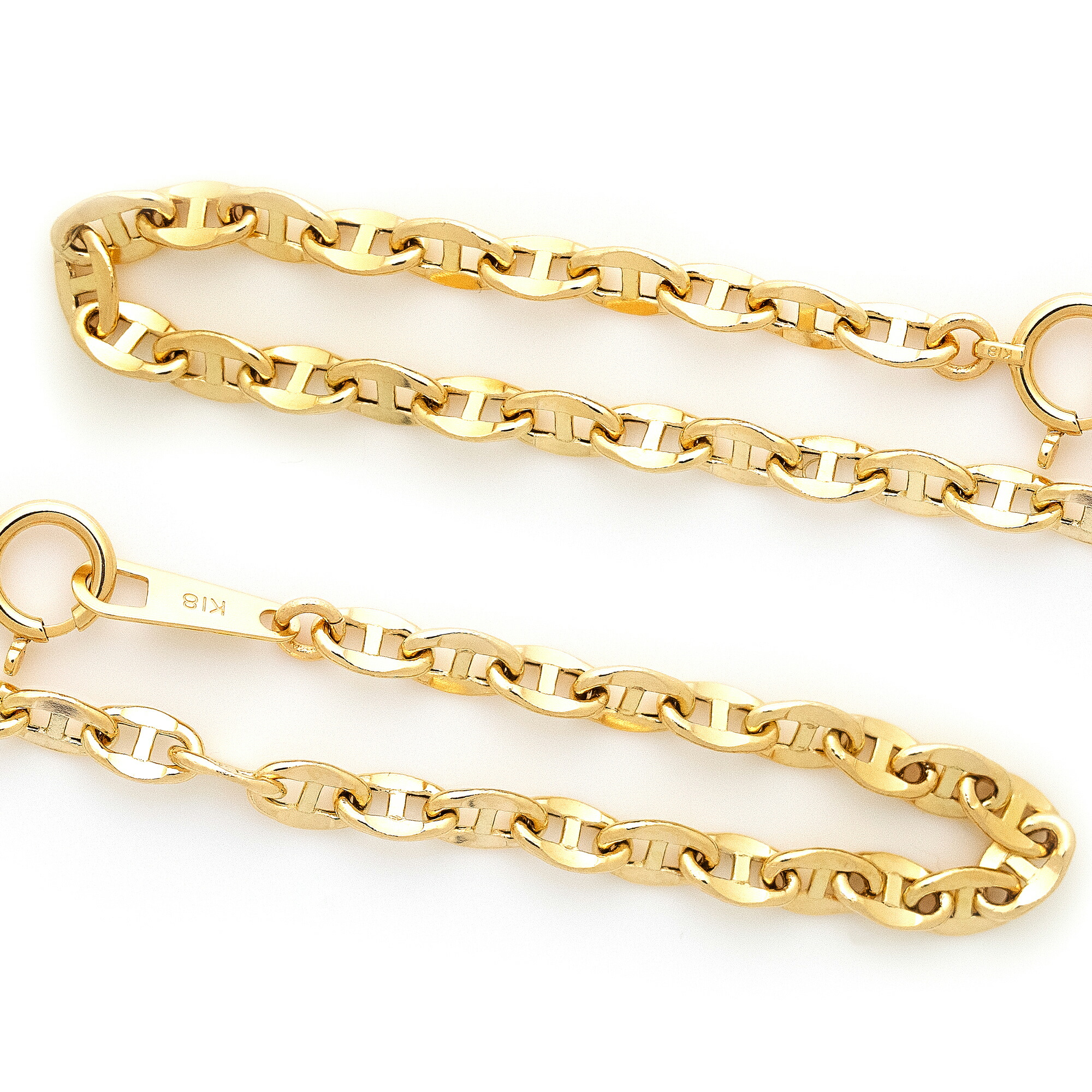 楽天市場】K18 K10 アンカーチェーン ブレスレット 幅3.3mm 長さ15cm