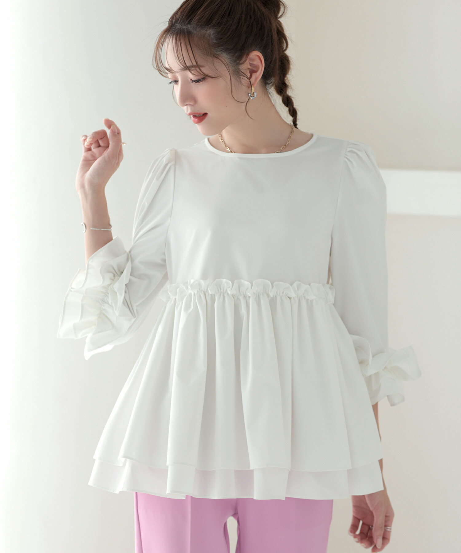 楽天市場】50％OFF【6390円→3195円】□袖フリルトップス 裾フレア