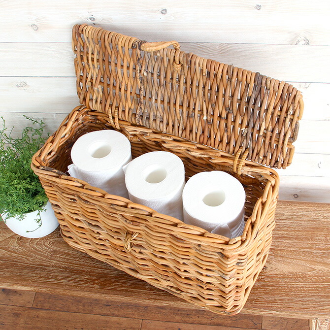 楽天市場】アラログフタ付きスリムバスケットLアラログ ラタン かご