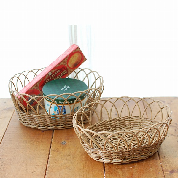 楽天市場】バスケット フェイク ラタン風 フルーツかご Lサイズ トーク