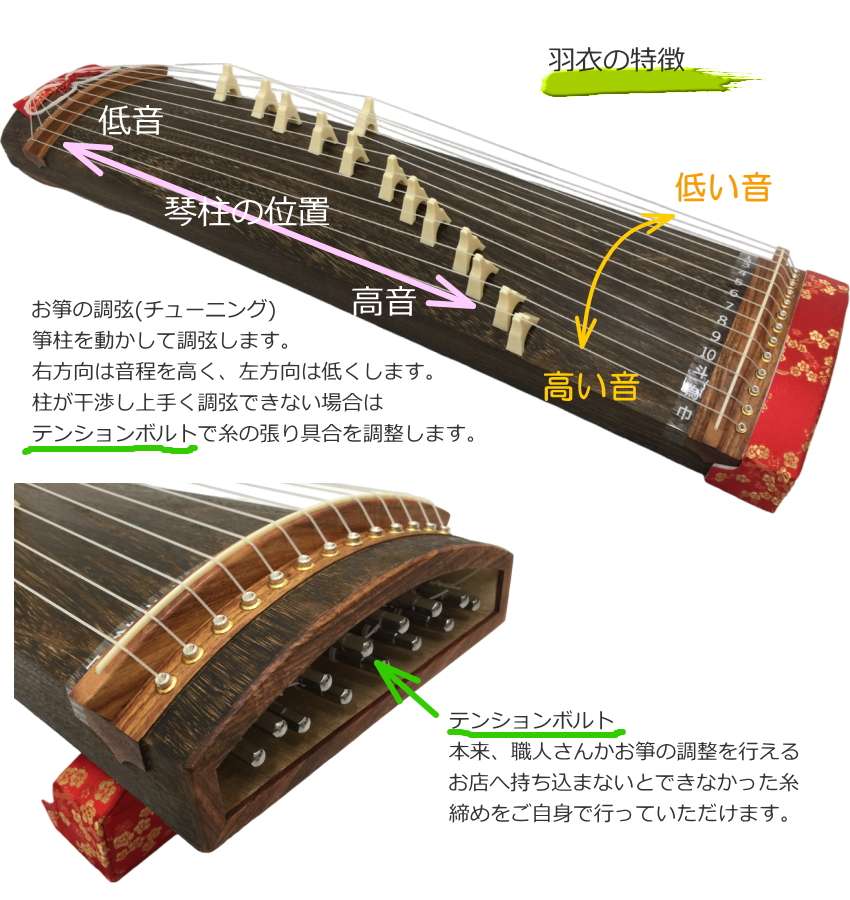 楽天市場】全音 文化箏 羽衣 ZK-10 ソフトケース「椅子までついた充実