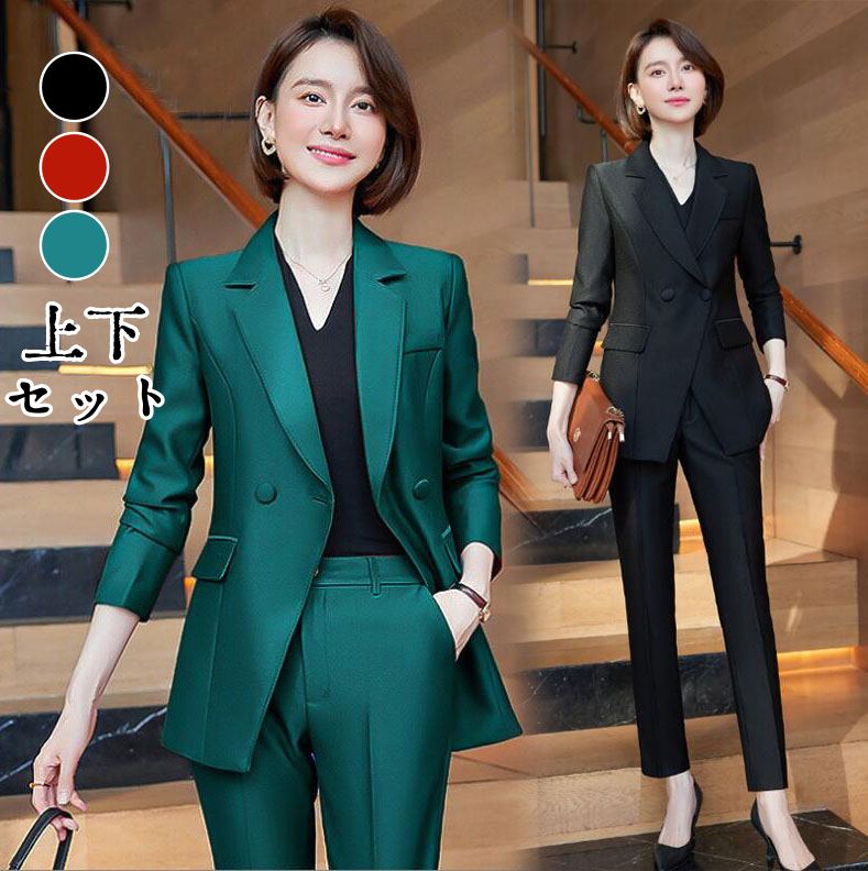 楽天市場】ダブルブレスト テーラードジャケット＆パンツ レディース