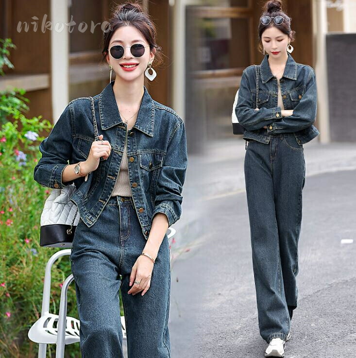 楽天市場】デニムセットアップ レディース 長袖 Gジャン デニムコート