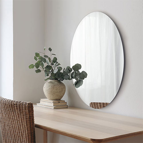 楽天市場】オーバル ミラー 玄関鏡 フレームなし 丸形 壁掛け 吊り