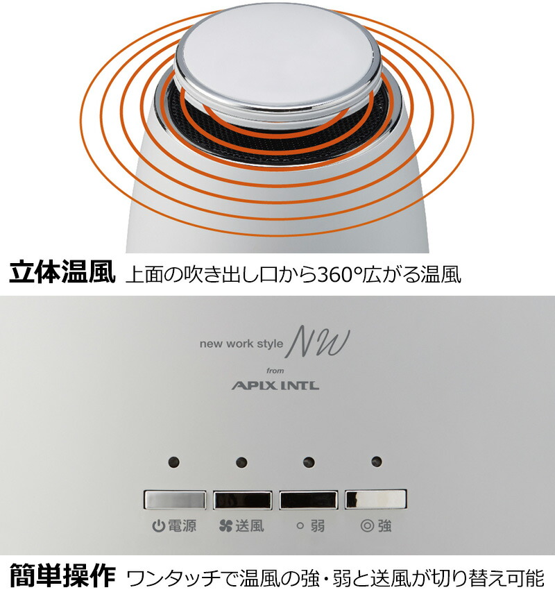 楽天市場】アピックス 360°セラミックヒーター FSWH-1631 360度 全方位