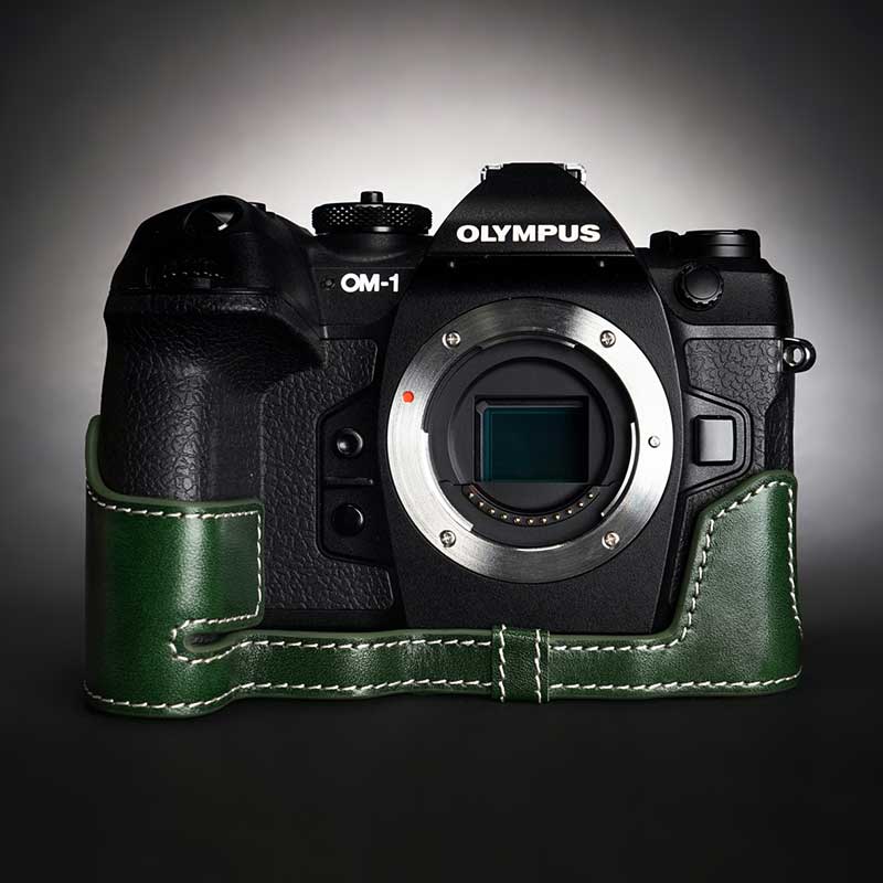 楽天市場】OLYMPUS OM SYSTEM OM-1 用レザー ケース Green グリーン TP