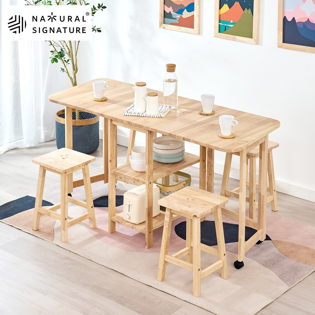 引き取り限定 愛知県 木製 折りたたみダイニング 5点セット ダイニング