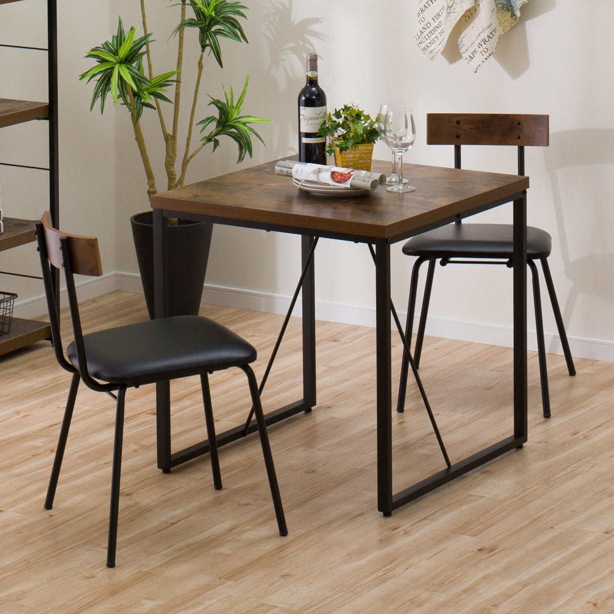 楽天市場】[幅70cm] ダイニングテーブル3点セット (DTステイン70MBR/DC