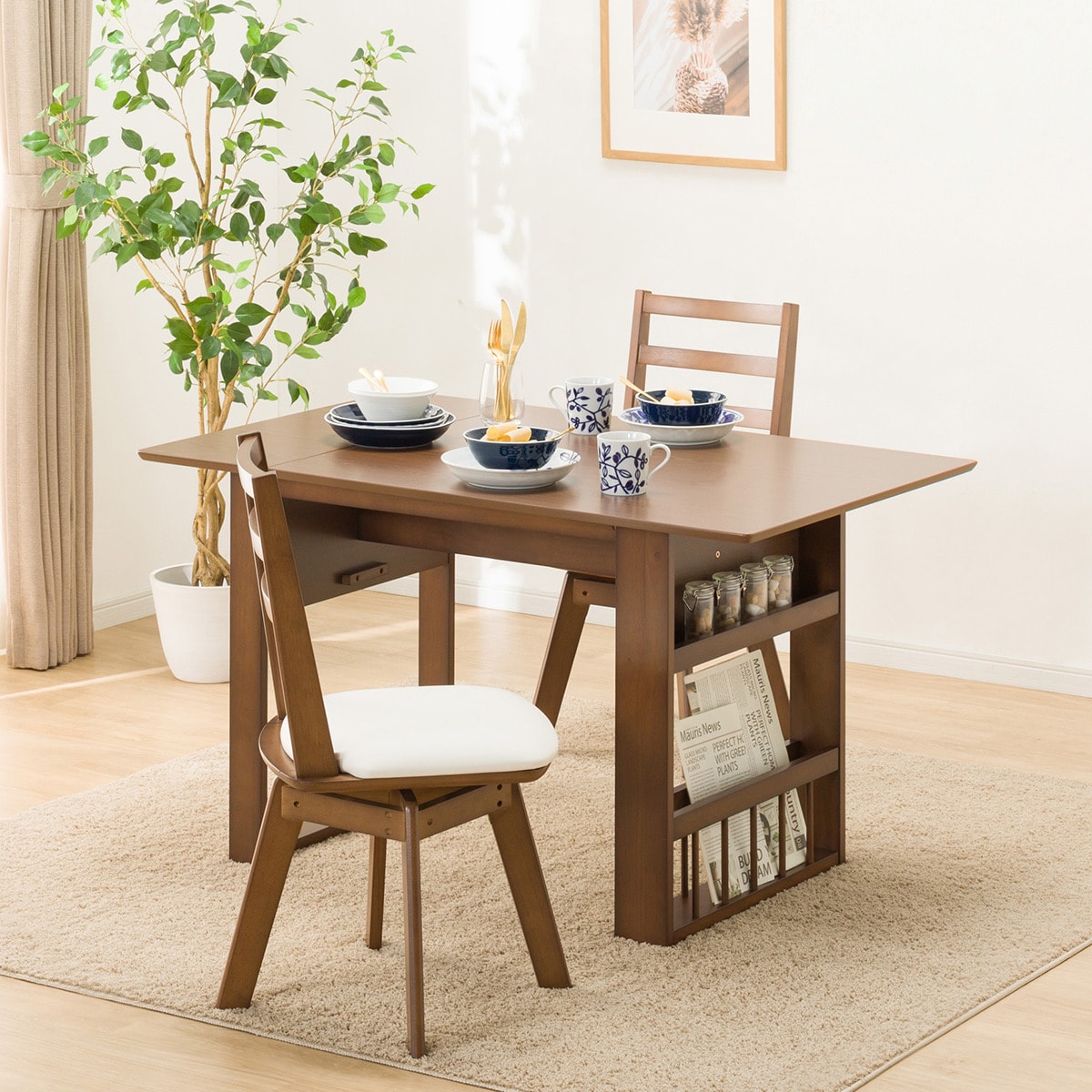 楽天市場】伸長式ダイニングテーブル3点セット (DTロピア2MBR/DCロピア