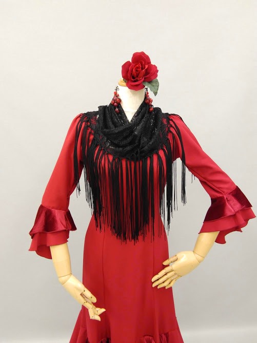 楽天市場】フラメンコ衣装フレコ付きシ−ジョ黒レースシージョリリアン