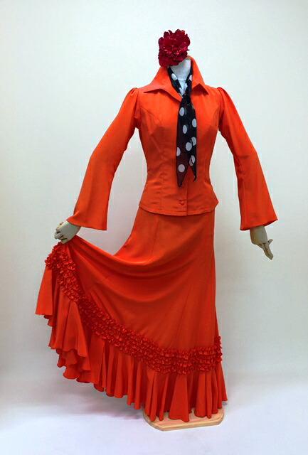 楽天市場】フラメンコ衣装 ブラウス オレンジ ブラウス全18色