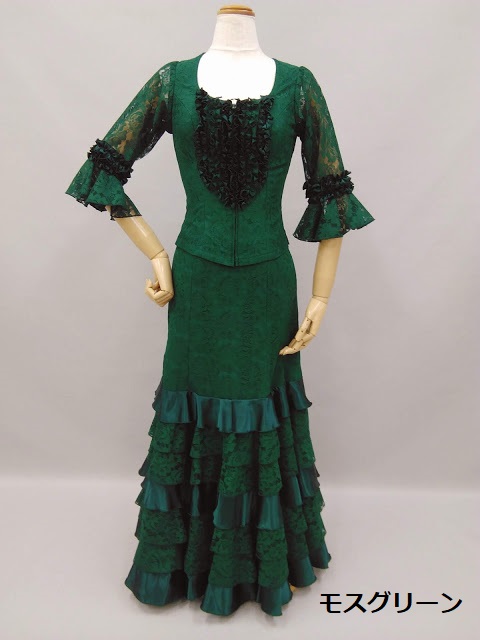 楽天市場】フラメンコ衣装 ツーピース 全9色 無地レース ブラウス