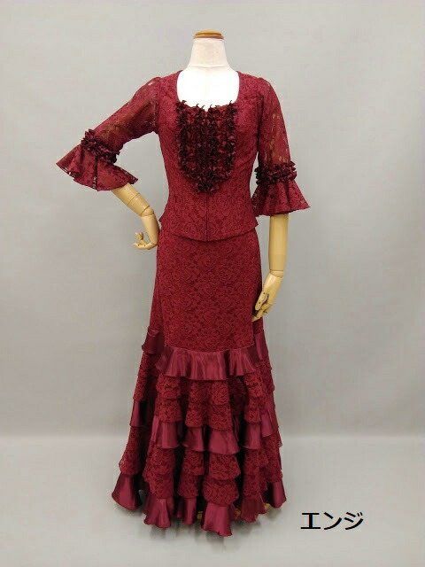 楽天市場】フラメンコ衣装 ツーピース 全9色 無地レース ブラウス