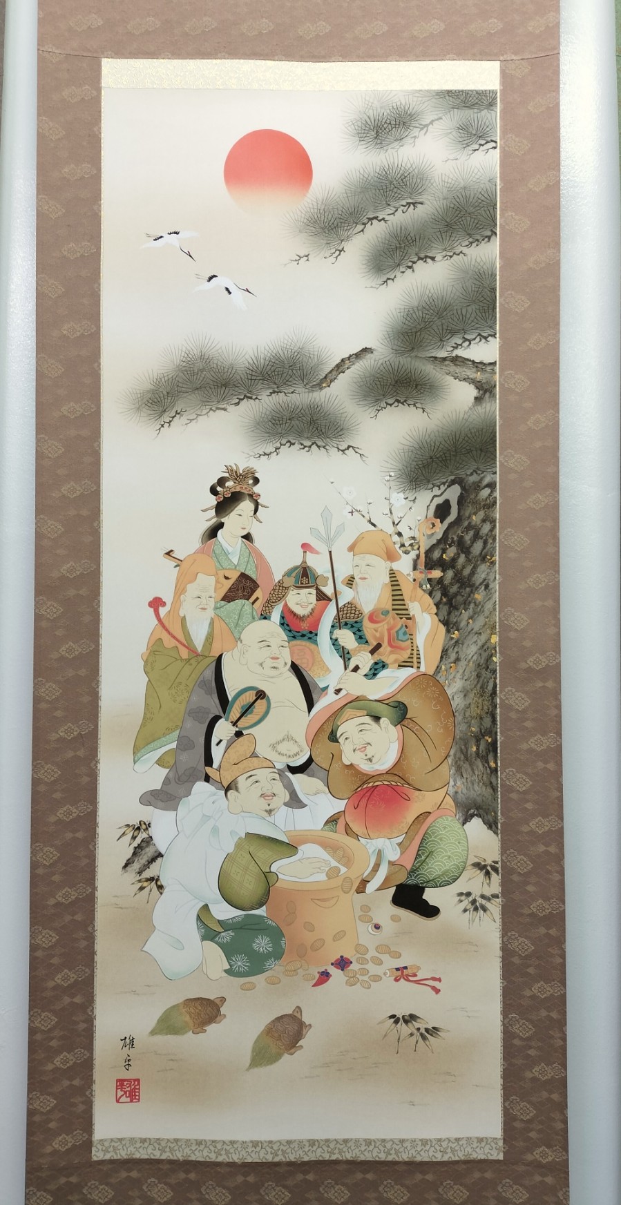 楽天市場】【 送料無料 】掛け軸 七福神 尺五サイズ（54.5×190センチ