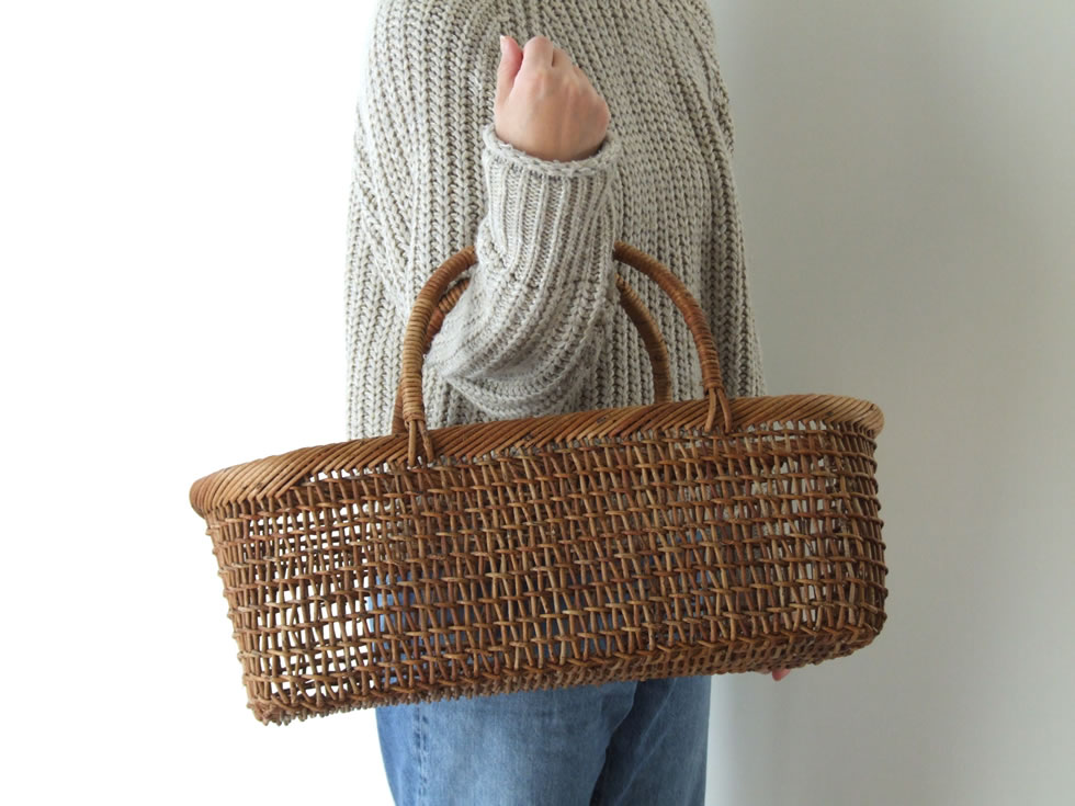 楽天市場】秋田県 あけび蔓細工 あけびかご 手提げかご 特上透かし編み