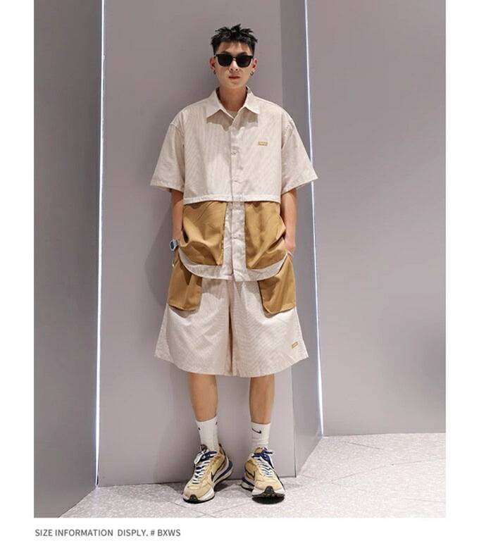 楽天市場】セットアップ メンズ 上下セット 半袖 ワークシャツ