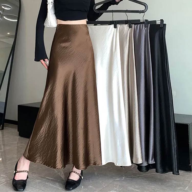 楽天市場】マーメイドスカート とろみ ロングスカート サテン aライン