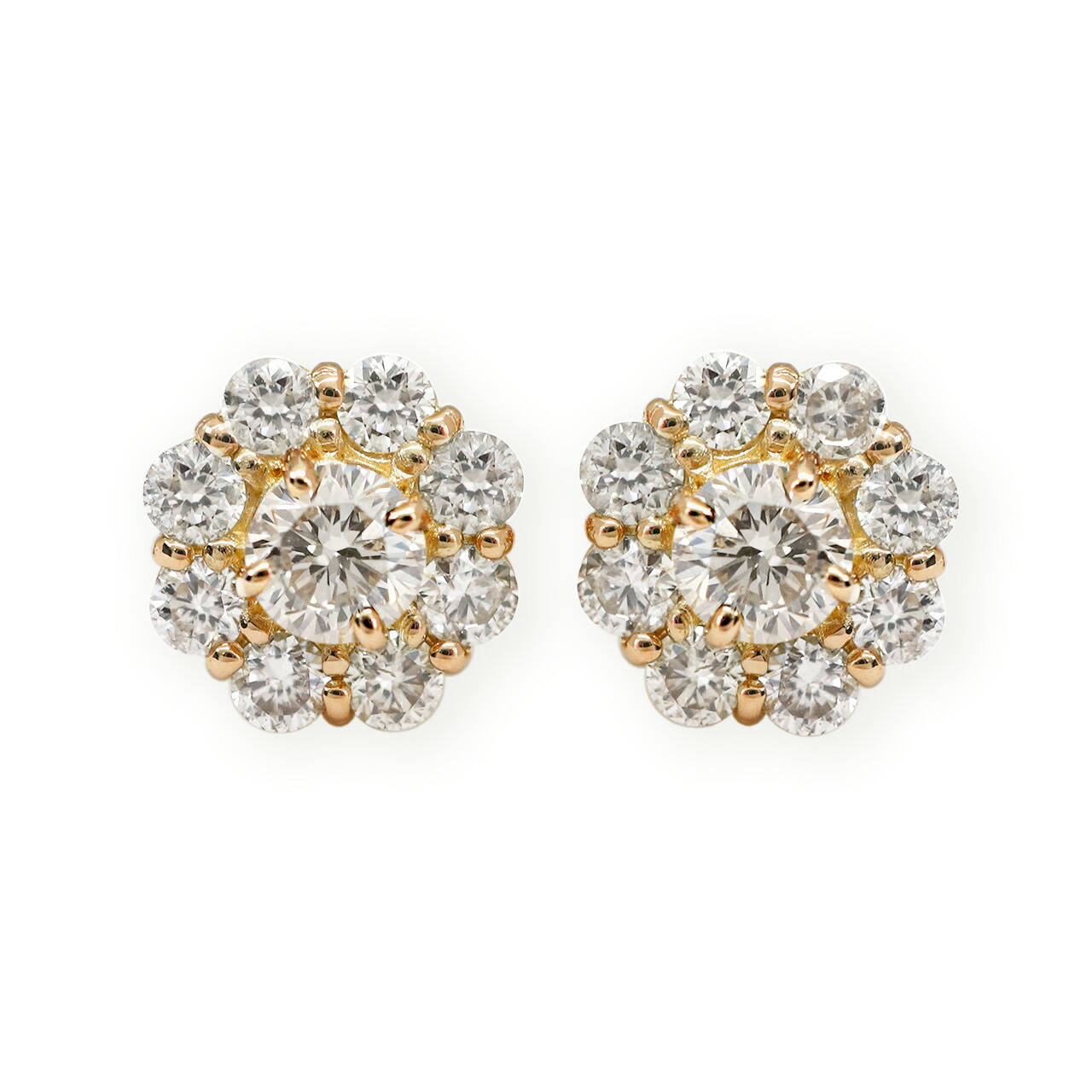 楽天市場】k18 ダイヤモンド フラワー ピアス 0.7ct レディース