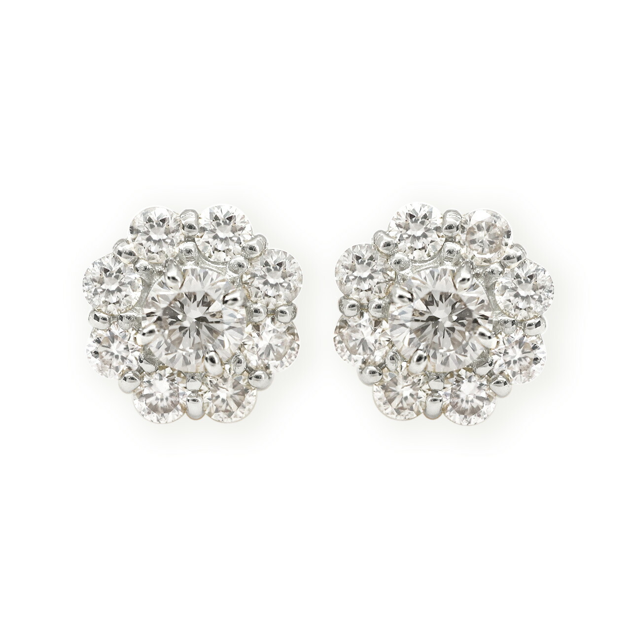 楽天市場】k18 ダイヤモンド フラワー ピアス 0.7ct レディース