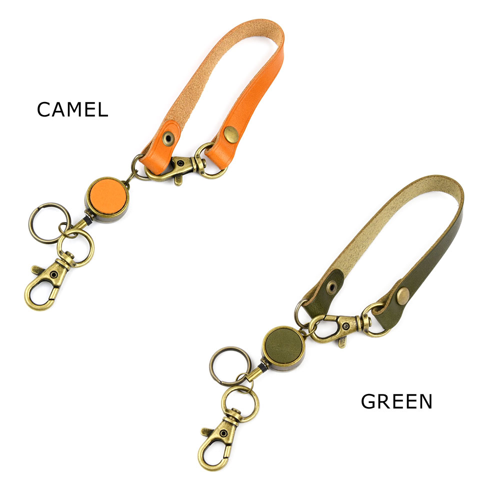 楽天市場】リールストラップ 栃木レザー リール キーホルダー 伸びる