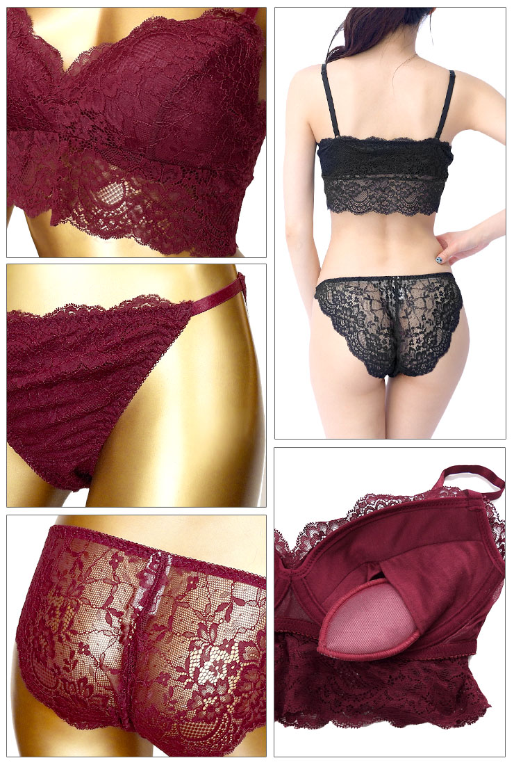 楽天市場】ノンワイヤー 総レース ブラジャー ショーツ セット 下着(J