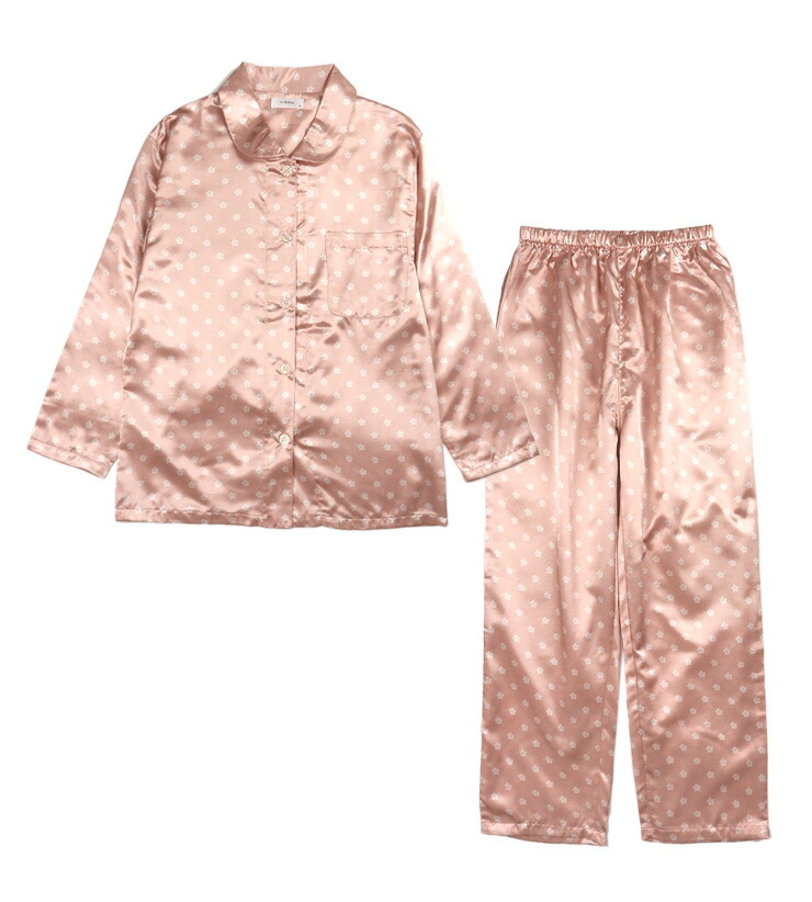 楽天市場】シルク風 パジャマ レディース 春 秋 ピンク オレンジ M L