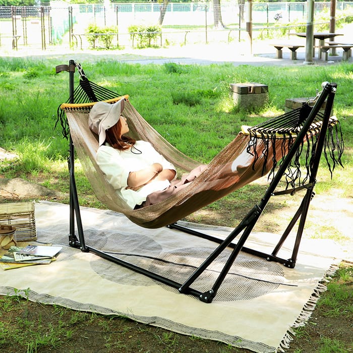 楽天市場】ハンモック 自立式 3way 室内 おしゃれ 屋外 一人用 5点