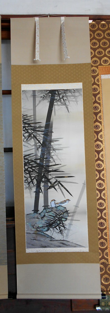 楽天市場】掛け軸 竹に雀／三浦大幹 「美術名典掲載作家」 肉筆100