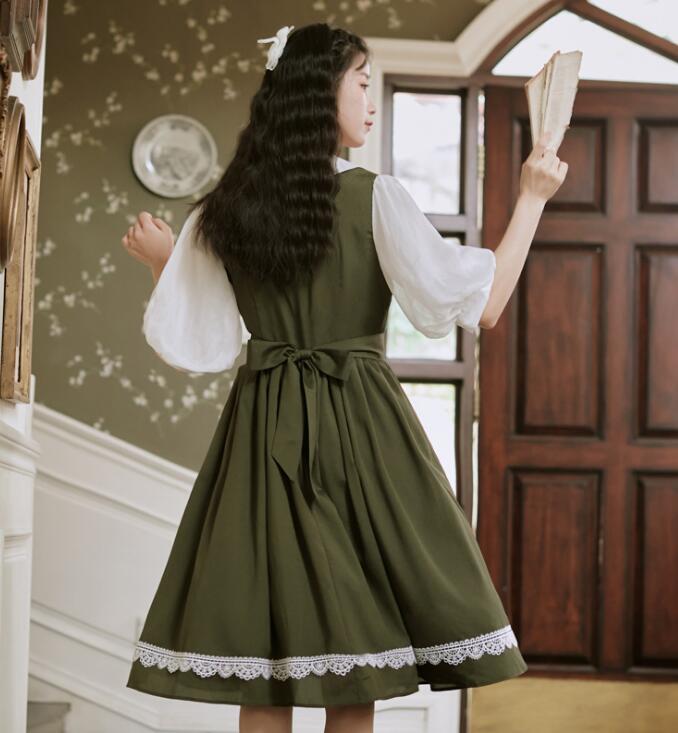 楽天市場】ロング丈ワンピース レトロ ワンピース ミモレ丈 パーフ半袖