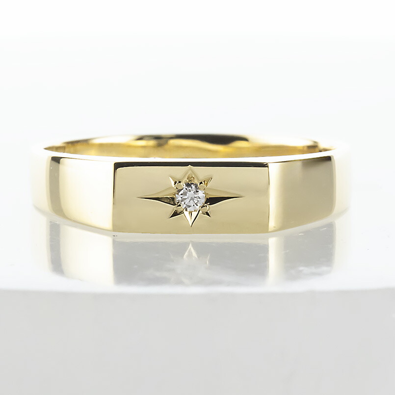 楽天市場】18金 印台 リング メンズ K18 指輪 シグネットリング