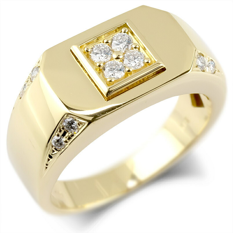 楽天市場】18金 印台 リング k18 ゴールド メンズ 指輪 ダイヤモンド