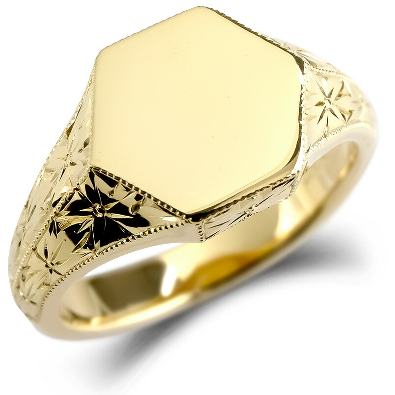 楽天市場】10金 リング メンズ 印台 指輪 シグネットリング イエロー