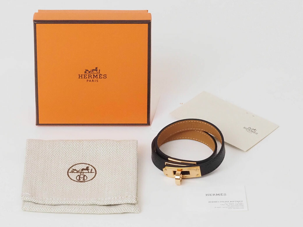 楽天市場】エルメス HERMES レザーブレスレット 黒 ブラック ケリー