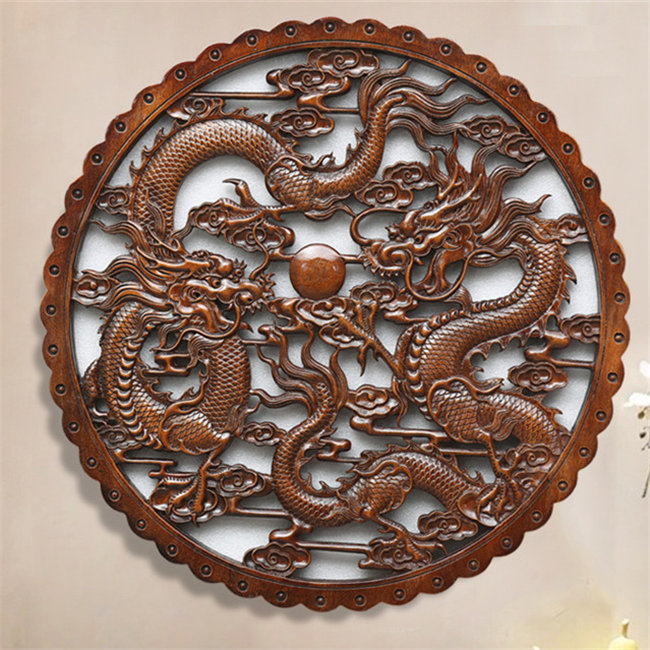 楽天市場】直径58CM 木製 壁掛け 壁飾り 彫刻 木彫り 手彫り 【壁掛け