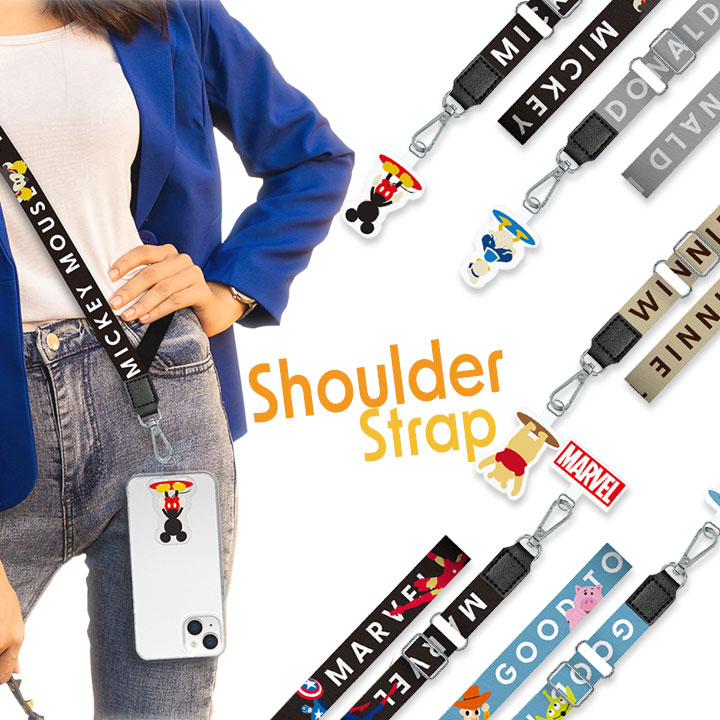 楽天市場】ディズニー ストラップホルダー付 ショルダーストラップ