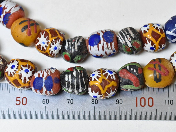 楽天市場】【2401】ガーナファンシーモザイクガラスビーズ一連B