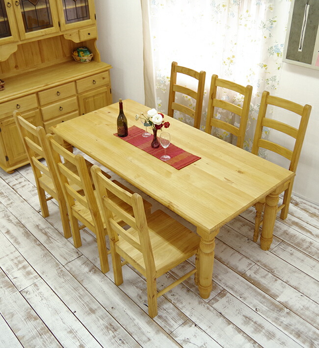 楽天市場】ダイニングセット 7点 無垢パイン材 カントリー調 190cm幅