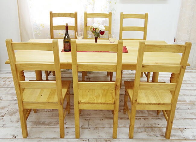 楽天市場】ダイニングセット 7点 無垢パイン材 カントリー調 190cm幅