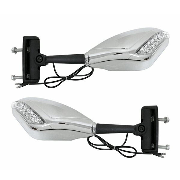 楽天市場】LED ウインカー付き バックミラー メッキ スクエア 左右