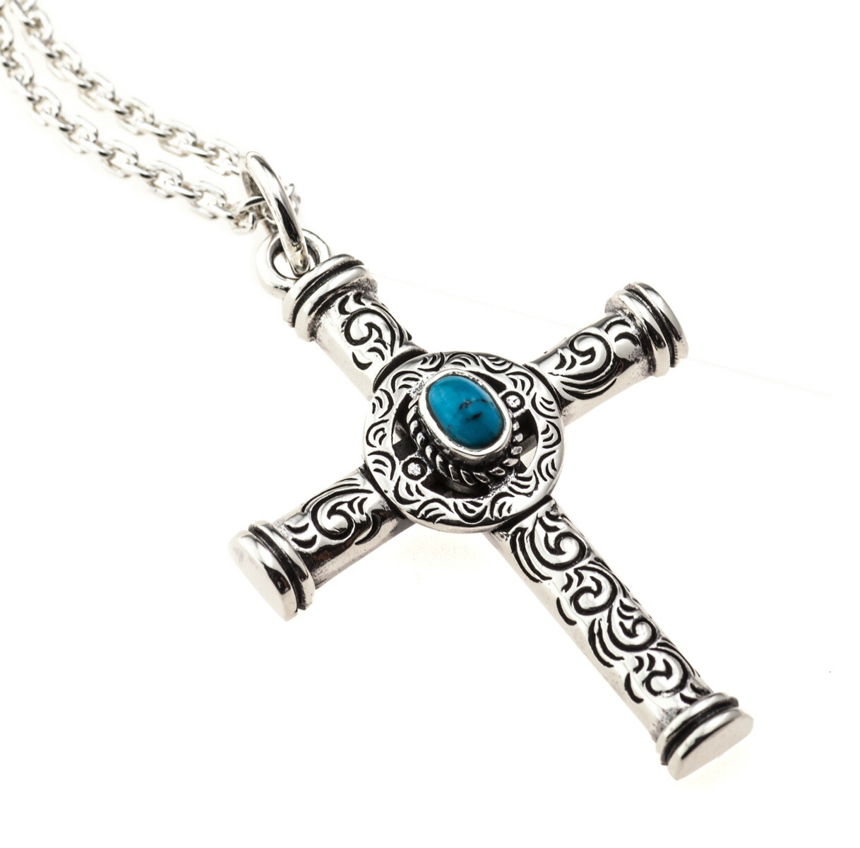 楽天市場】石輝 クロス ターコイズ シルバー925 ネックレス