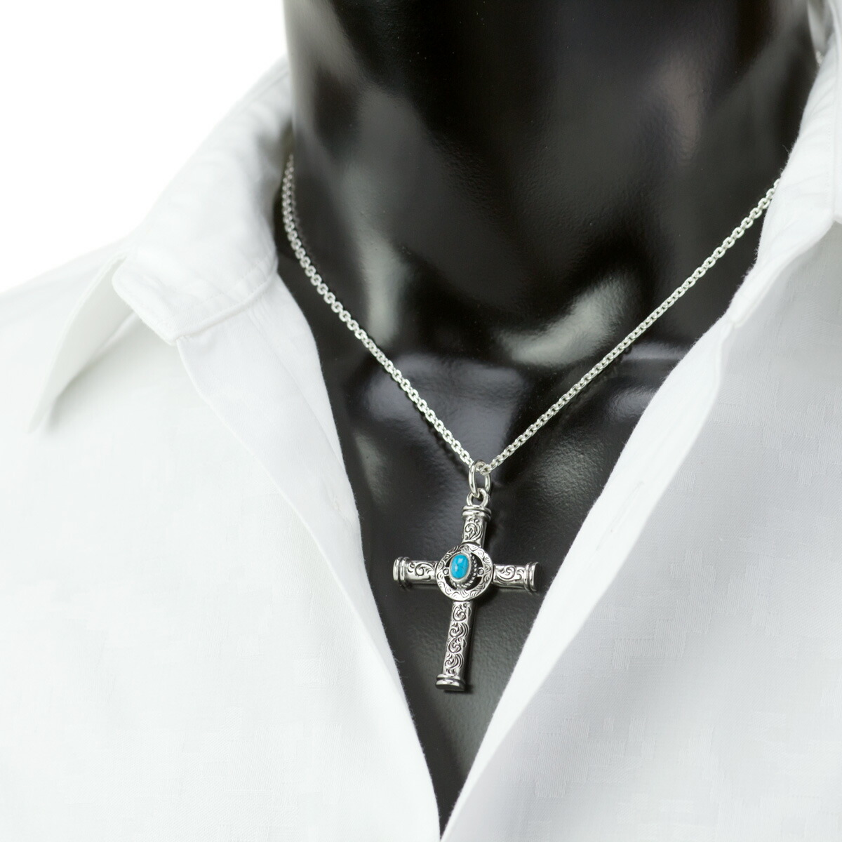 楽天市場】石輝 クロス ターコイズ シルバー925 ネックレス