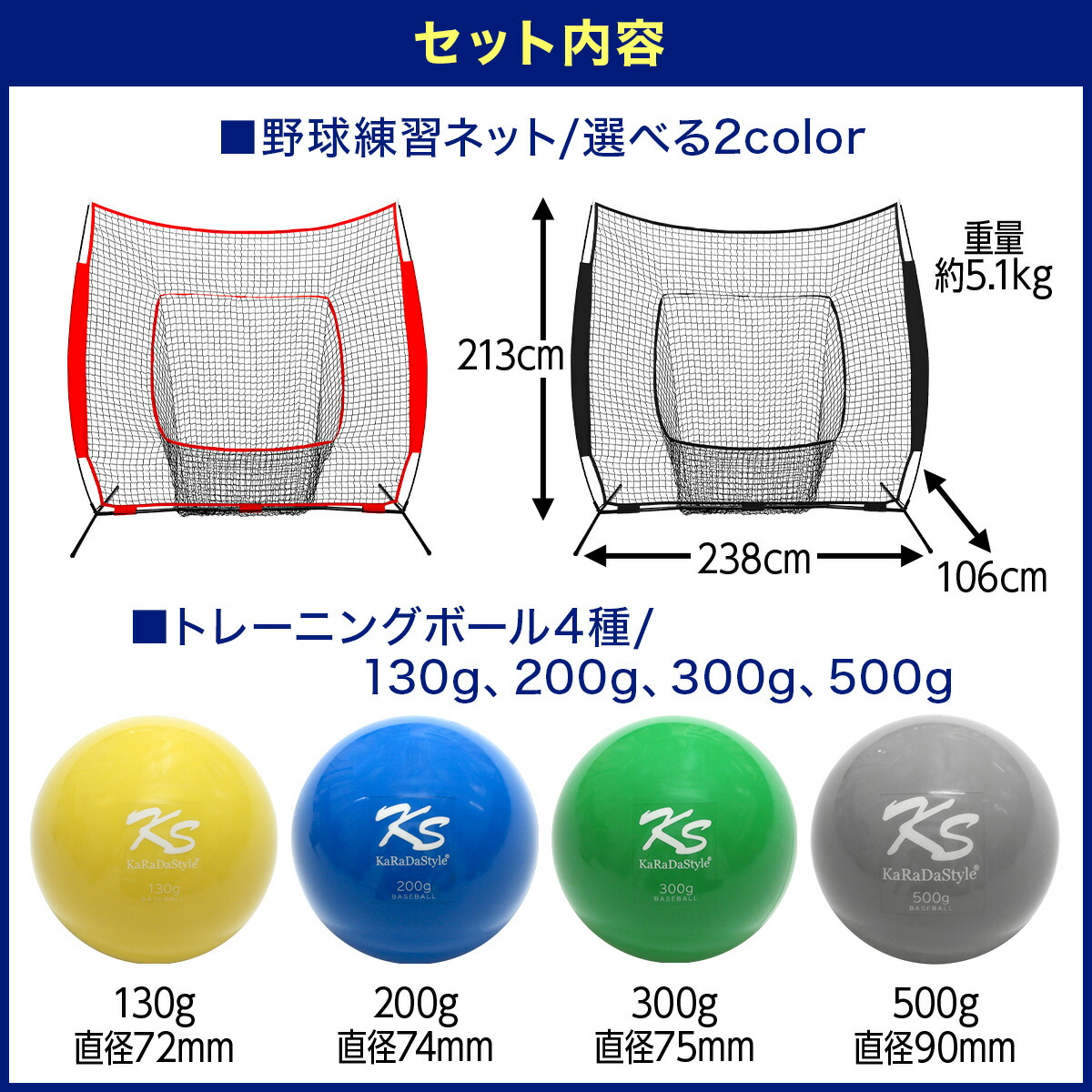 楽天市場】野球ネット トレーニング ボール ウエイトボール 4種セット