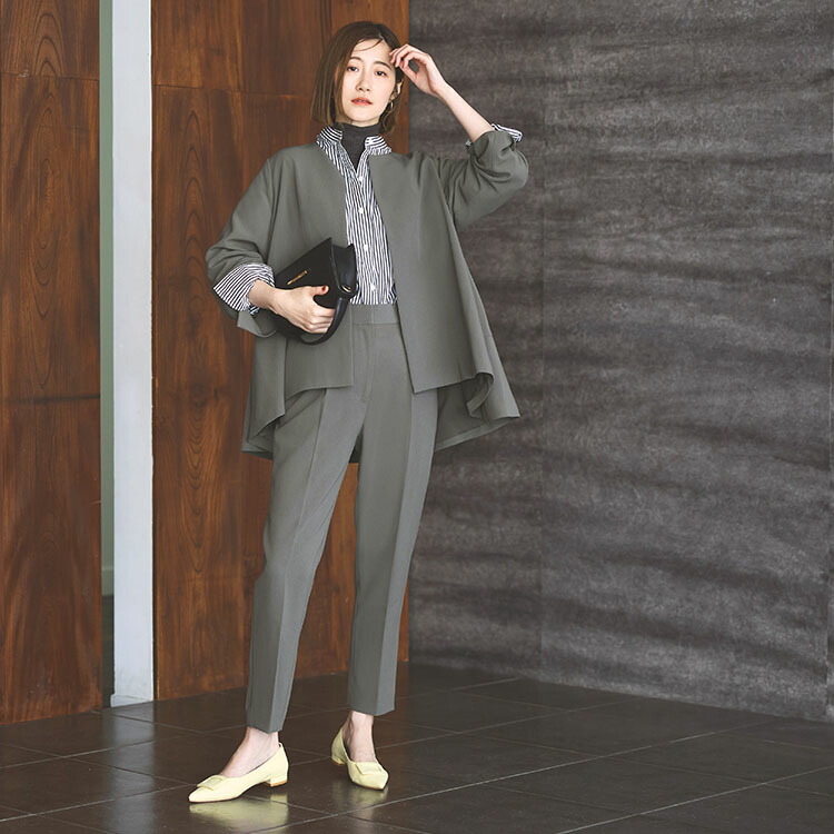 美品✨ノーカラー セットアップ パンツ LANAIスーツ ブラック 0 現行