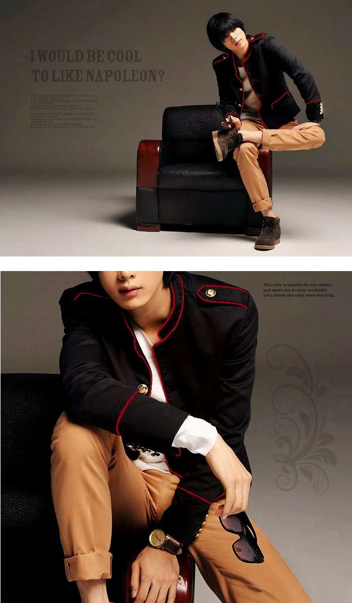 楽天市場】ナポレオンジャケットタイプ メンズ ショート丈 黒 ブラック