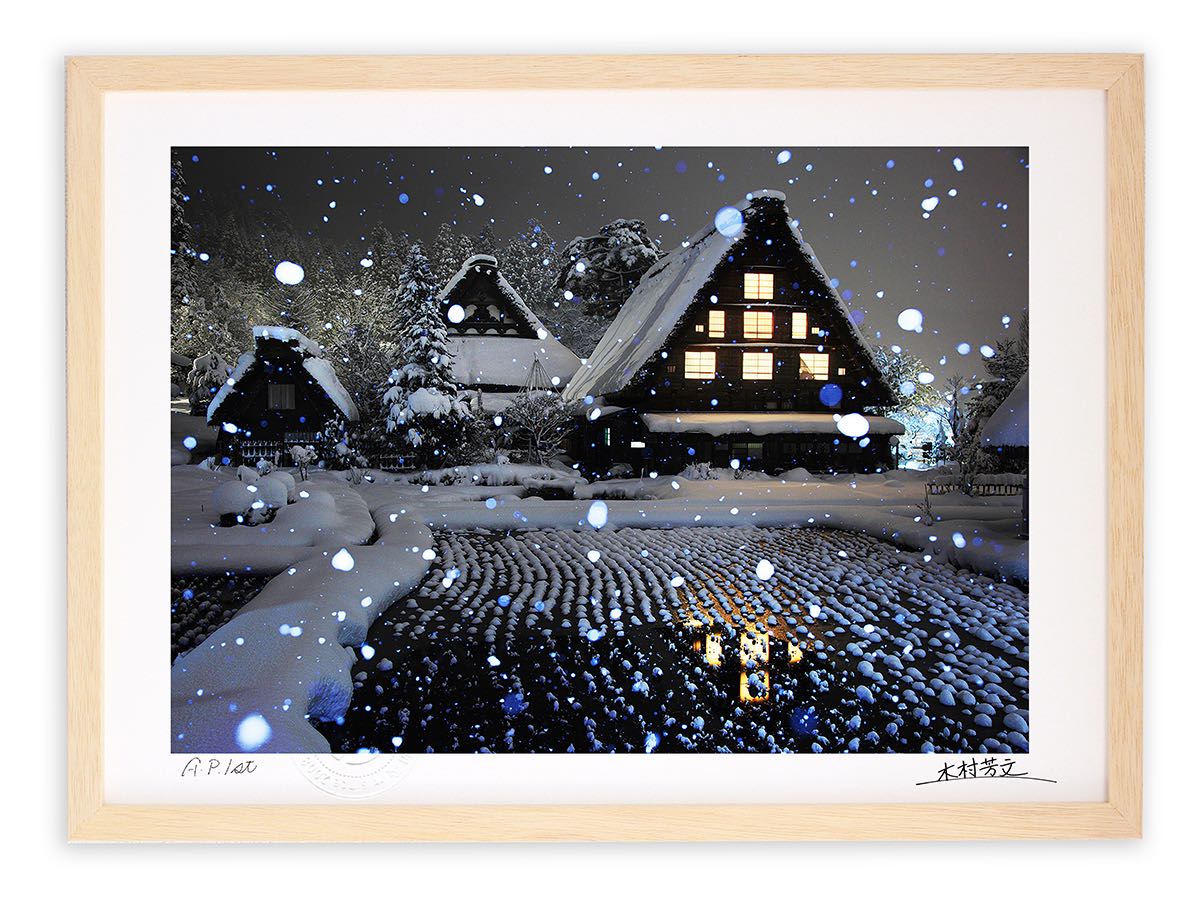 楽天市場】アートフォト 絵画 壁掛け 世界遺産白川郷・明善寺と雪降り3