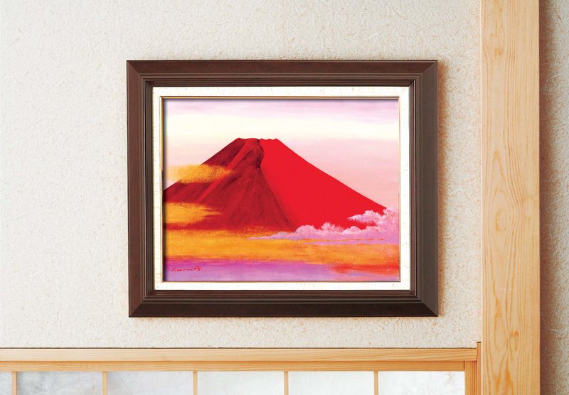 楽天市場】油絵 絵画 赤富士/インテリア 額入り 額装込 風景画 油絵